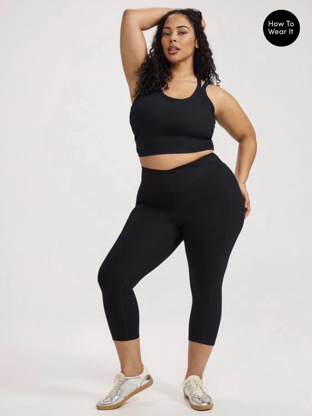 TRU Performance High-Waist Black Sculpting Capri Leggings - Women